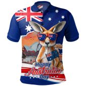 Australia Polo Shirt Happy Australia Day Kangaroo With Sydney Opera House At Sunset