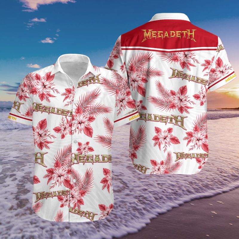 Megadeth Floral Hawaiian Shirt Megadeth Floral Hawaiian Shirt