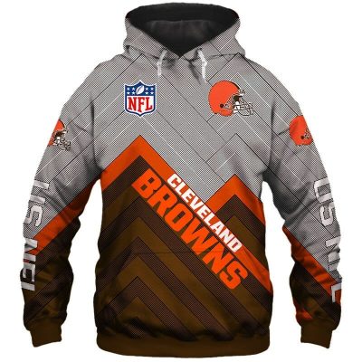 NFL Cleveland Browns Grey Orange Pullover Hoodie