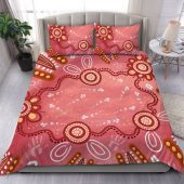 Australia Aboriginal Bedding Set - Green Aboriginal Dot Art Background Bedding Set