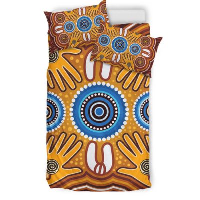 Australia Aboriginal Inspired Bedding Set - Aboriginal Connection Concept Artwork 08