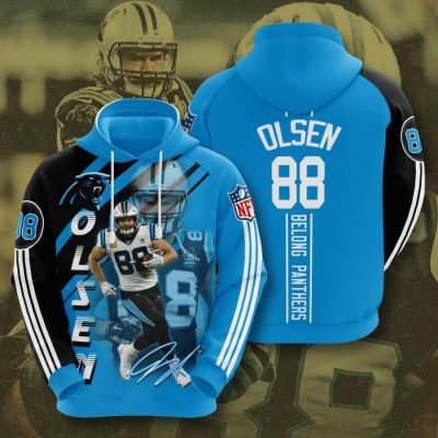 NFL Carolina Panthers Greg Olsen Panther Blue Black Pullover Hoodie