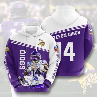 NFL Minnesota Vikings Stefon Diggs Purple White Pullover Hoodie