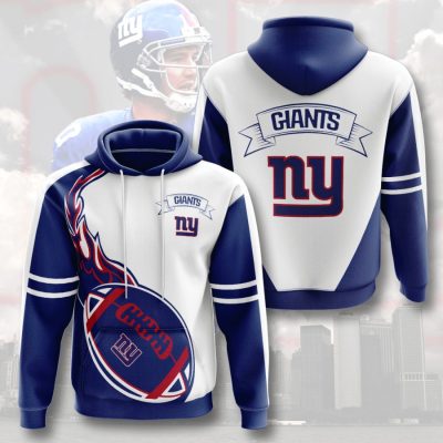 NFL New York Giants Dark Blue Fire Pullover Hoodie