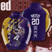 NFL Baltimore Ravens Ed Reed Purple Metallic Gold Pullover Hoodie