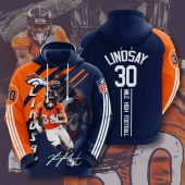 NFL Denver Broncos Phillip Lindsay Orange Navy Pullover Hoodie