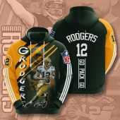 NFL Green Bay Packers Aaron Rodgers Dark Green Gold Pullover Hoodie
