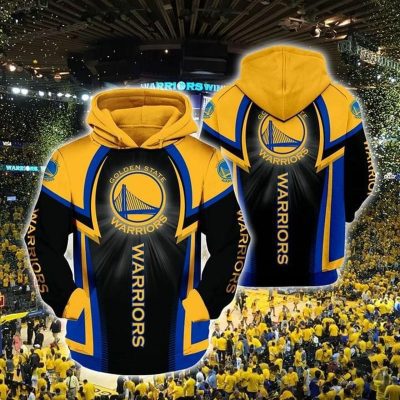 NBA Golden State Warriors Gold Black Pullover Hoodie