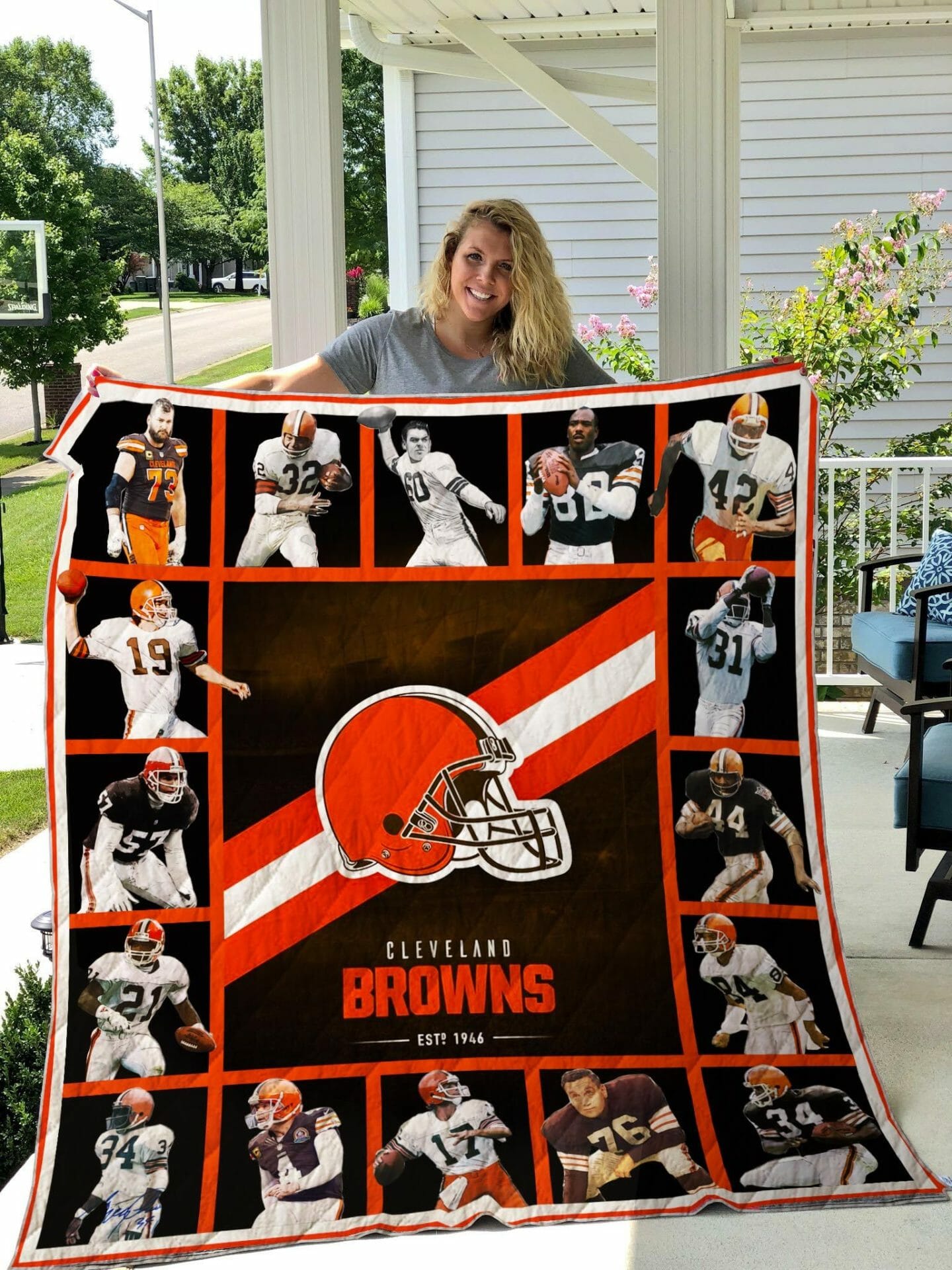 NFL Cleveland Browns Legends Quilt Blanket V2 NFL Cleveland Browns Legends Quilt Blanket V2