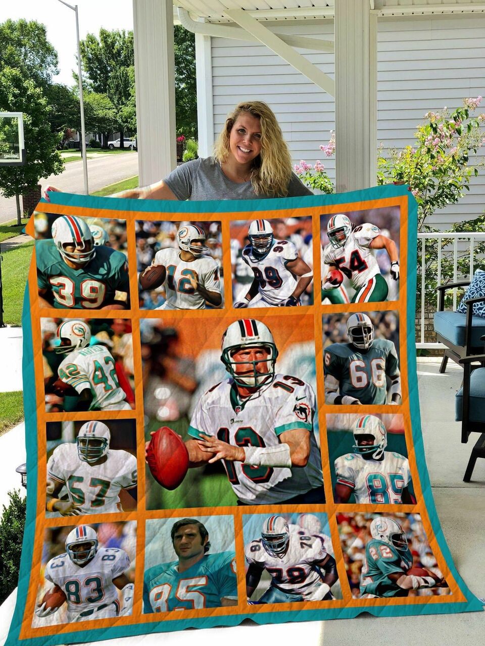 NFL Miami Dolphins Quilt Blanket V4 NFL Miami Dolphins Quilt Blanket V4