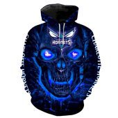 NBA Charlotte Hornets Dark Purple Skull Pullover Hoodie V4