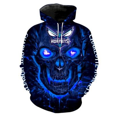 NBA Charlotte Hornets Dark Purple Skull Pullover Hoodie V4