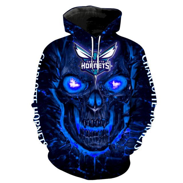 NBA Charlotte Hornets Dark Purple Skull Pullover Hoodie V4 NBA Charlotte Hornets Dark Purple Skull Pullover Hoodie V4