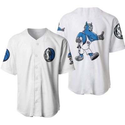 NBA Dallas Mavericks White Classic Mascot For Fans Baseball Jersey