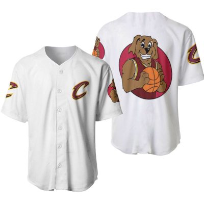 NBA Cleveland Cavaliers White Classic Mascot Logo Baseball Jersey