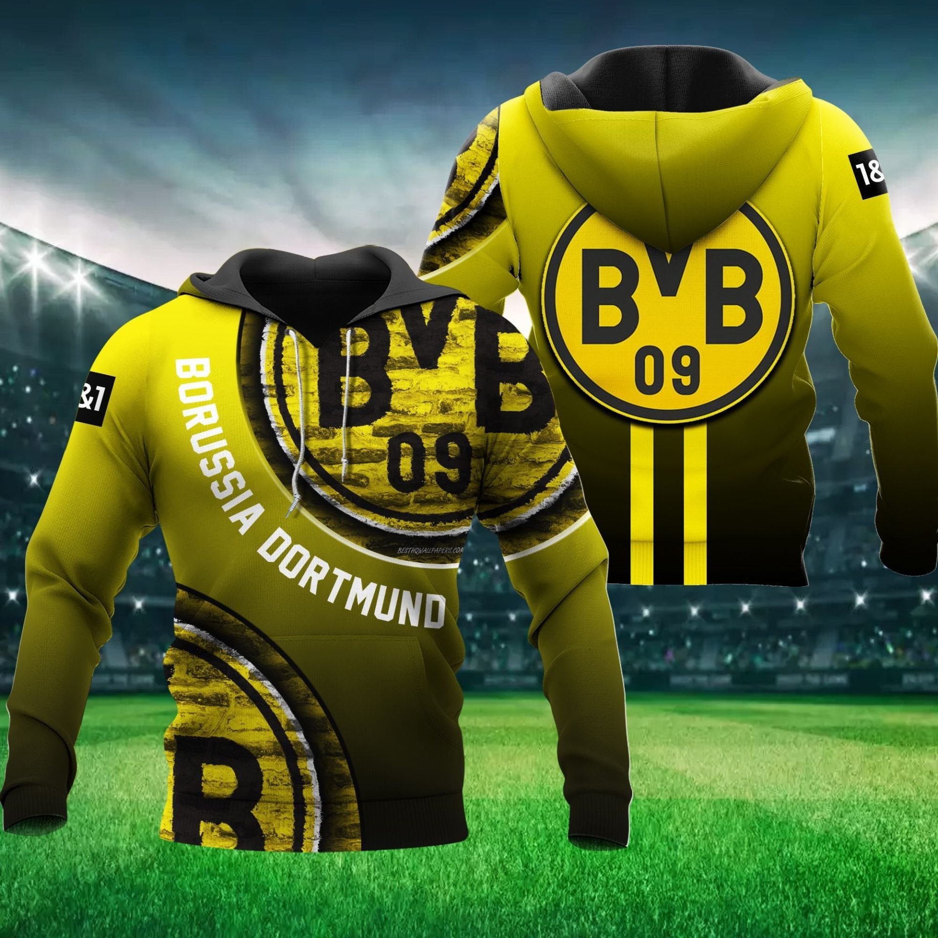 Borussia Dortmund Big Logo Dark Yellow Pullover Hoodie Borussia Dortmund Big Logo Dark Yellow Pullover Hoodie