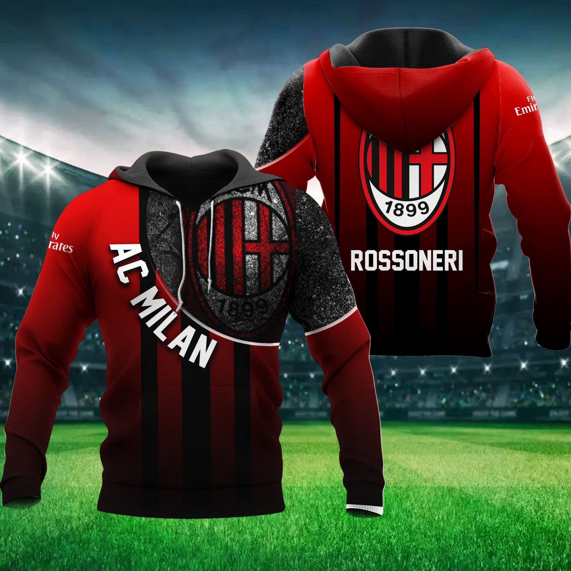 AC Milan 1899 Rossoneri Right Pullover Hoodie AC Milan 1899 Rossoneri Right Pullover Hoodie