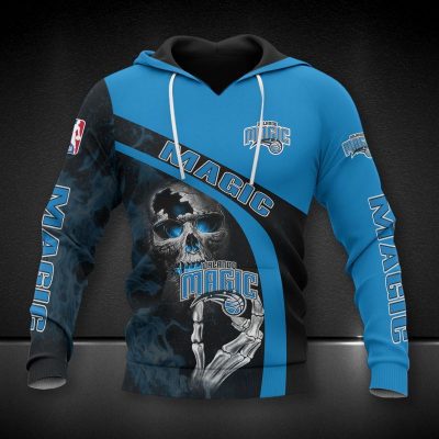 NBA Orlando Magic Blue Black Skull Pullover Hoodie
