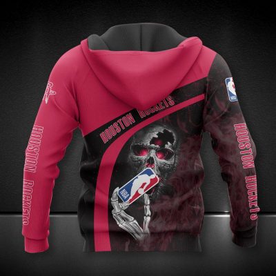 NBA Houston Rockets Red Black Skull Pullover Hoodie V10