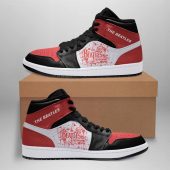 The Beatles Black Red Air Jordan 1 High Sneakers