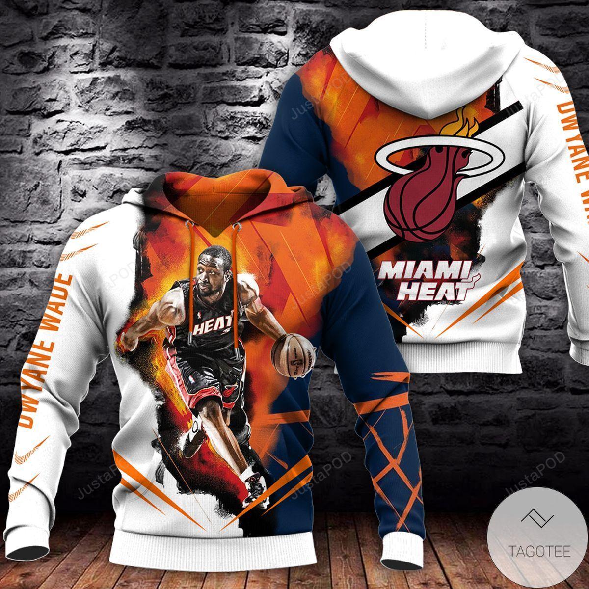 NBA Miami Heat Dwyane Wade White Blue Scratch Pullover Hoodie NBA Miami Heat Dwyane Wade White Blue Scratch Pullover Hoodie