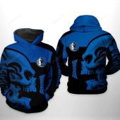 NBA Dallas Mavericks Black Blue Skull Pullover Hoodie