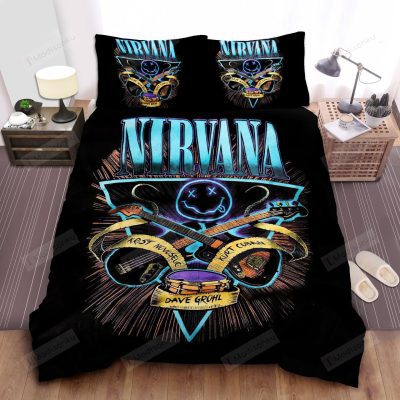 Nirvana Logo With Drums and Guitars Bedding Set