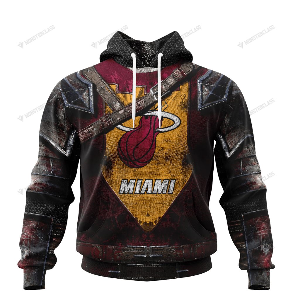NBA Miami Heat Custom Name Number Warrior Armor Pullover Hoodie NBA Miami Heat Custom Name Number Warrior Armor Pullover Hoodie