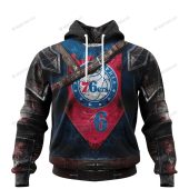 NBA Philadelphia 76ers Custom Name Number Warrior Armor Pullover Hoodie