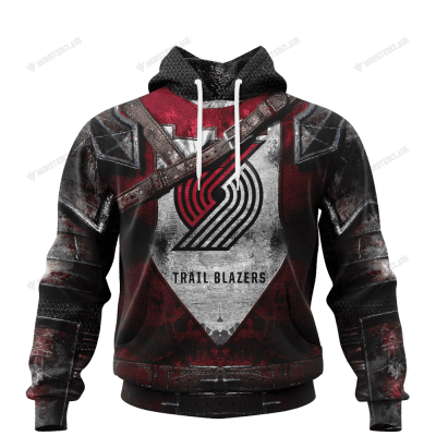 NBA Portland Trail Blazers Custom Name Number Warrior Pullover Hoodie