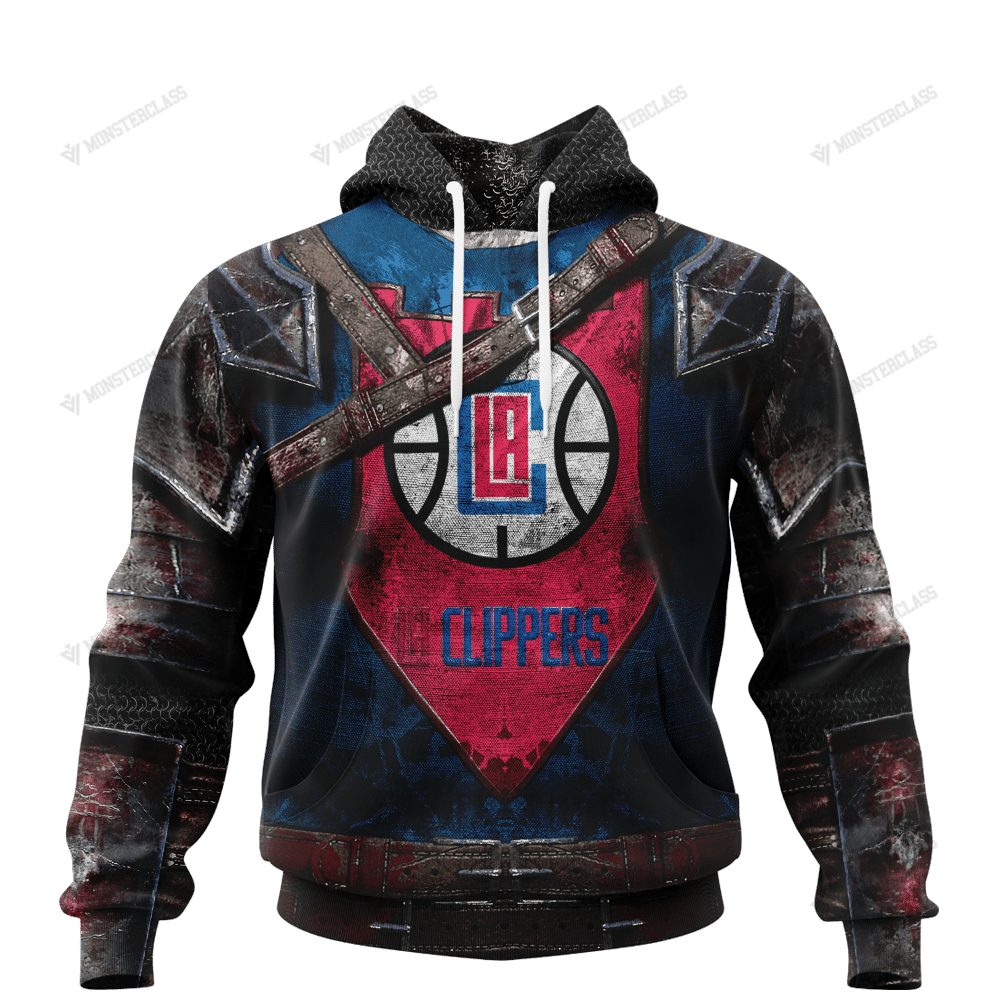 NBA Los Angeles Clippers Custom Name Number Warrior Armor Pullover Hoodie NBA Los Angeles Clippers Custom Name Number Warrior Armor Pullover Hoodie