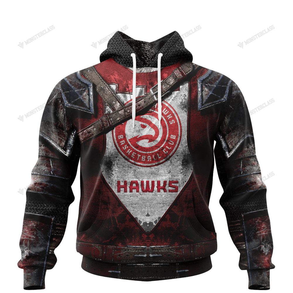 NBA Atlanta Hawks Custom Name Number Warrior Armor Pullover Hoodie NBA Atlanta Hawks Custom Name Number Warrior Armor Pullover Hoodie