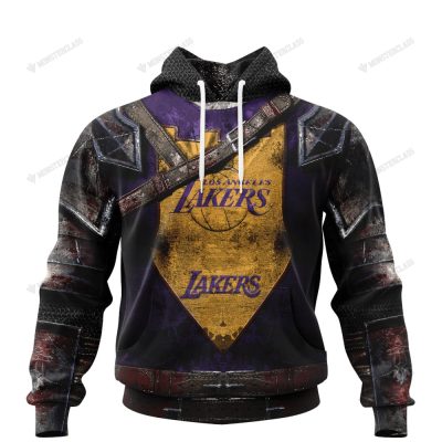 NBA Los Angeles Lakers Custom Name Number Warrior Armor Pullover Hoodie