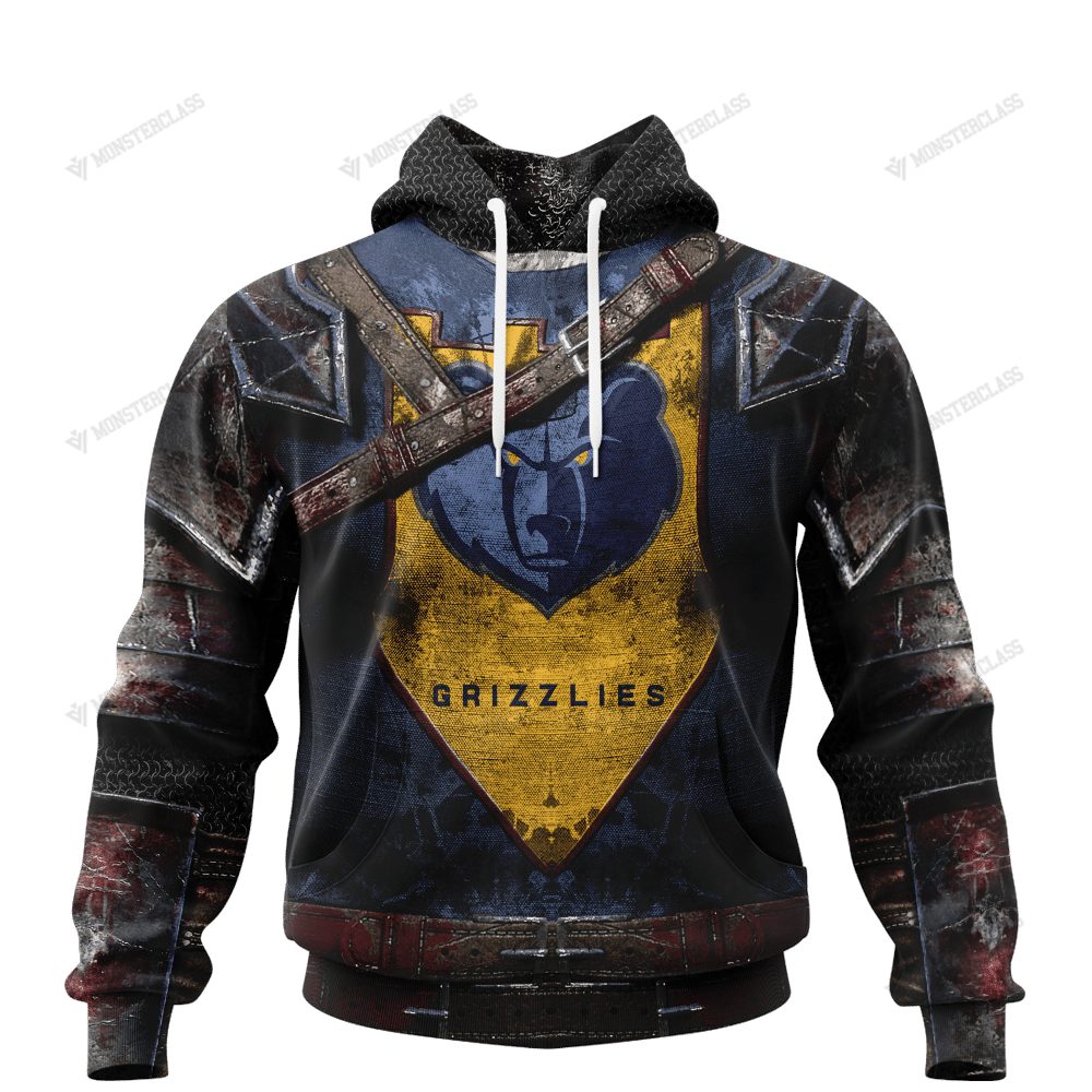 NBA Memphis Grizzlies Custom Name Number Warrior Armor Pullover Hoodie NBA Memphis Grizzlies Custom Name Number Warrior Armor Pullover Hoodie
