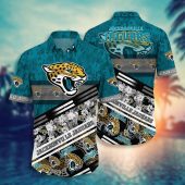 NFL Jacksonville Jaguars Teal Flower Hawaiian Shirt V2