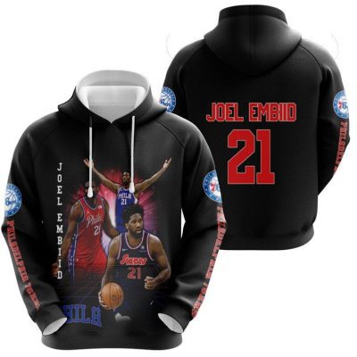 NBA Philadelphia 76ers Black Joel Embiid No 21 Pullover Hoodie