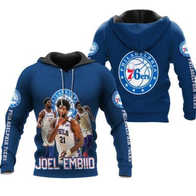 NBA Philadelphia 76ers Blue Joel Embiid No 21 Pullover Hoodie