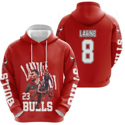 NBA Chicago Bulls Red Zach Lavine No 8 Pullover Hoodie V2