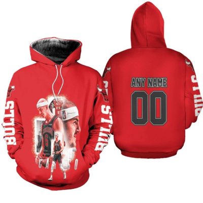 NBA Chicago Bulls Custom Name Number Red Alex Caruso 6 Pullover Hoodie