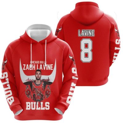 NBA Chicago Bulls Red Zach Lavine No 8 Pullover Hoodie