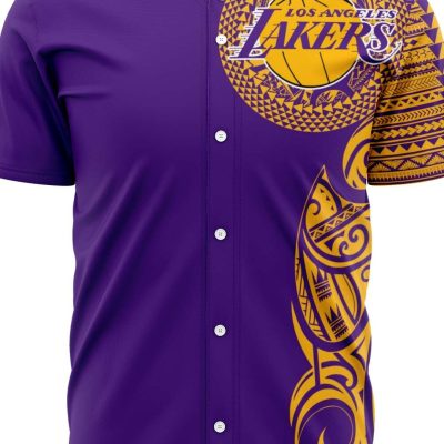 NBA Los Angeles Lakers Purple Gold Polynesian Baseball Jersey