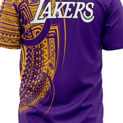 NBA Los Angeles Lakers Purple Gold Polynesian Baseball Jersey