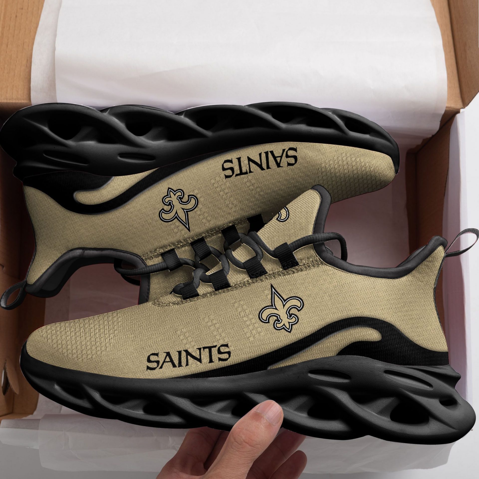 NFL New Orleans Saints Golden Max Soul Shoes NFL New Orleans Saints Golden Max Soul Shoes