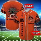 NFL Cincinnati Bengals Custom Name Number Orange Baseball Jersey