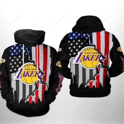 NBA Los Angeles Lakers US Flag Scratch Pullover Hoodie