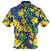 Australia Aboriginal Polo Shirt - Australian Yellow Wattle Flower Artwork Polo Shirt