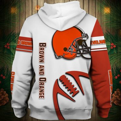 NFL Cleveland Browns White Orange Pullover Hoodie V4