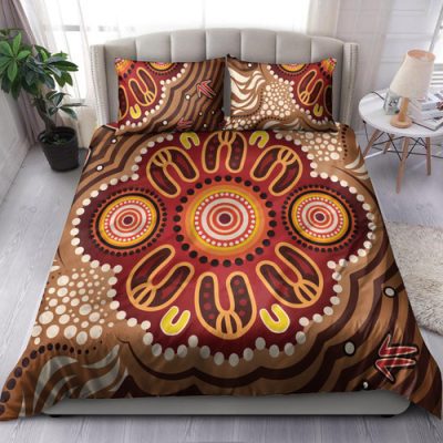 Australia Aboriginal Inspired Bedding Set - Aboriginal Connection Concept Artwork 09