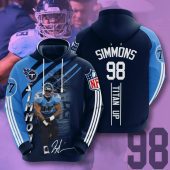 NFL Tennessee Titans Jeffery Simmons Navy Titans Blue Stripes Pullover Hoodie