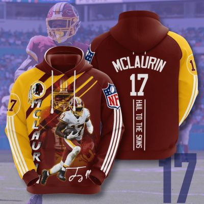 NFL Washington Redskins Terry McLaurin Burgundy Gold Stripes Pullover Hoodie